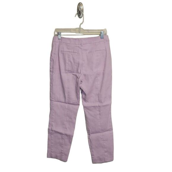 Express Mid Ride Stretch Columnist Ankle Linen Blend Pants - Picture 2 of 10